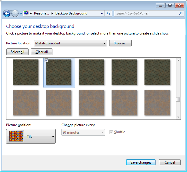 Selecting seamless texture to use as Windows desktop background