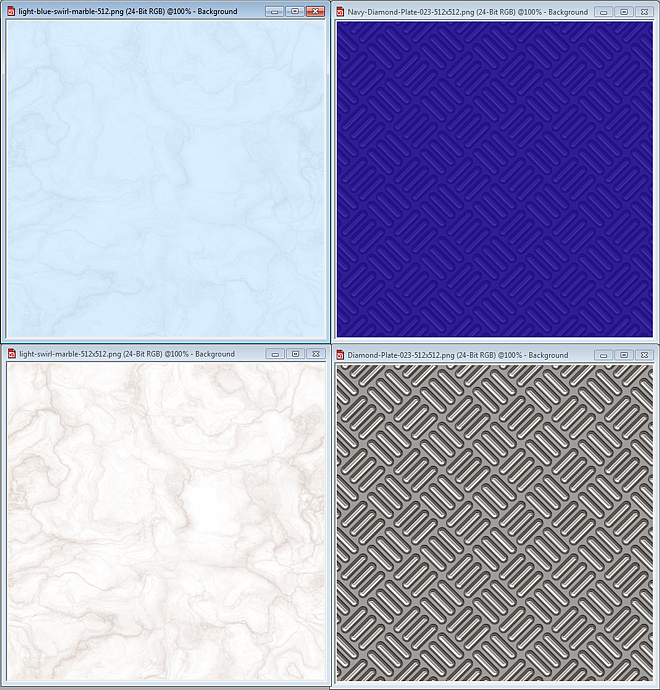 Samples of seamless textures tinted to match Web site color scheme